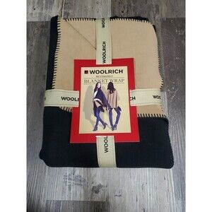 Woolrich Reversible Blanket Wrap Black Khaki Soft One Size NWT